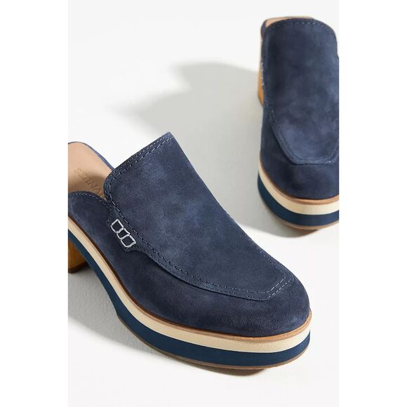 Anthropologie Bernardo Sophia Clogs size 9 Navy Suede - Picture 3 of 9